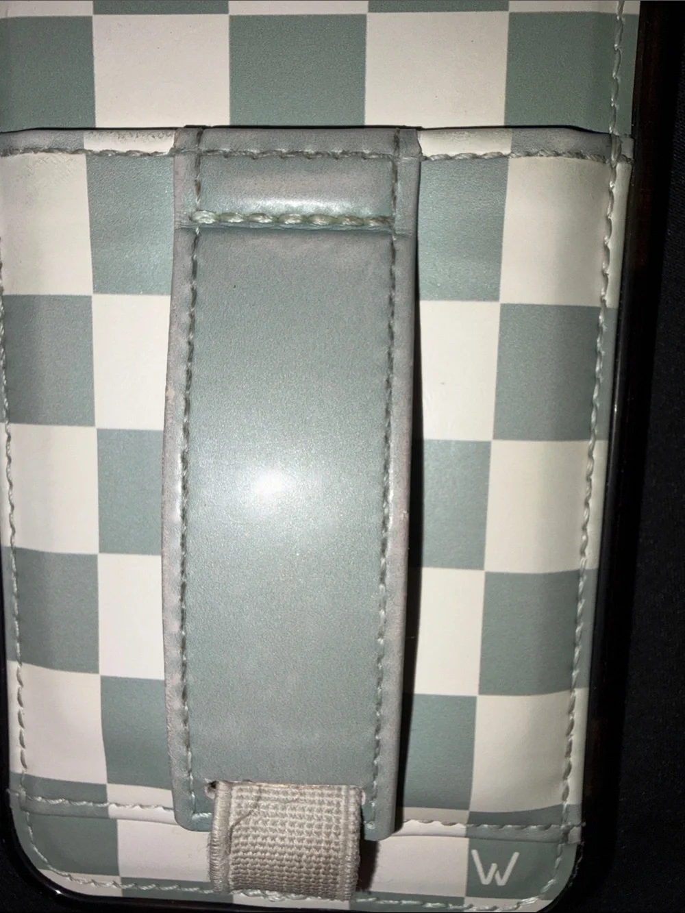 Walli Woven Check Mint & White iPhone 13/14 case with strap and wallet